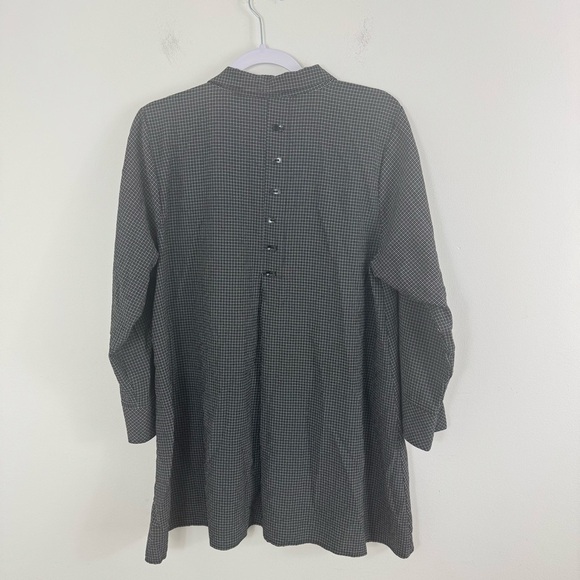 Habitat Clothes to Live In Womens Top L Gray Black Plaid Gingham Buttons - Picture 2 of 10